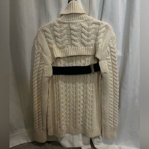 Tibi Turtleneck Cable Knit Open Back Sweater